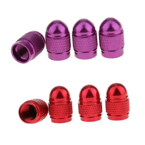 

8 pieces red purple aluminum bullet tire valve stem air port cover cap
