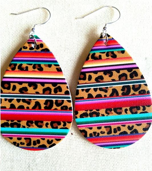 

20pairs lot new unique design floral print leather teardrop earrings for women tear drops fit all 2020 hot, Silver