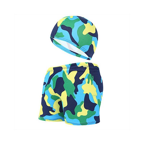 

2pcs/set swimming trunks+swim caps for kids swimwear plus size boys swim trunks animal board shorts