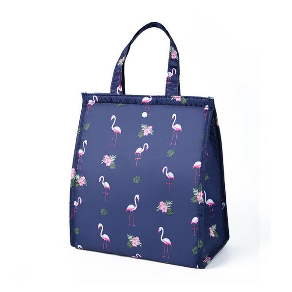 

fashion cartoon print tote bag portable collapsible lunch bag multi-function insulation cooling package, Blue;pink