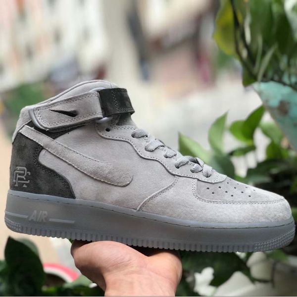 

nikÃ¨ air forceing 1 07 force mid x reigning 07 champ rc suede chamois grey suede aa1117-118 sneakers skateboarding running shoes 112471, Black