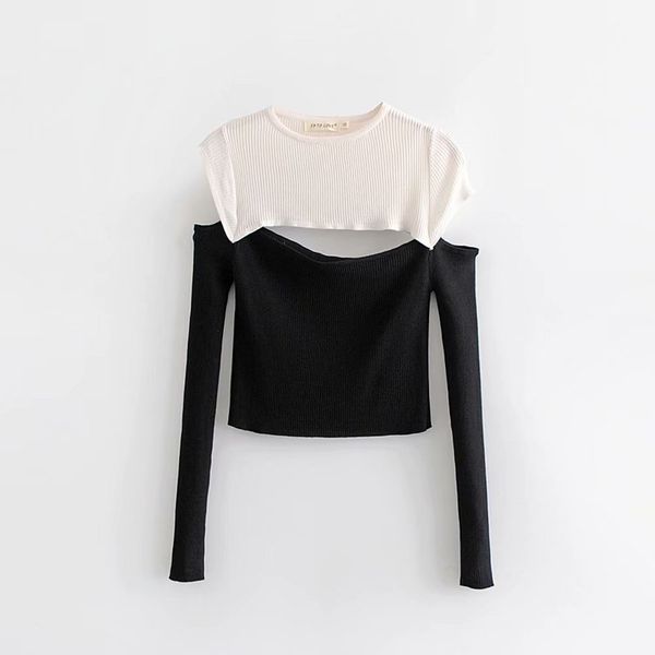 

lj65-8035 european and american fashion color sweater, White;black