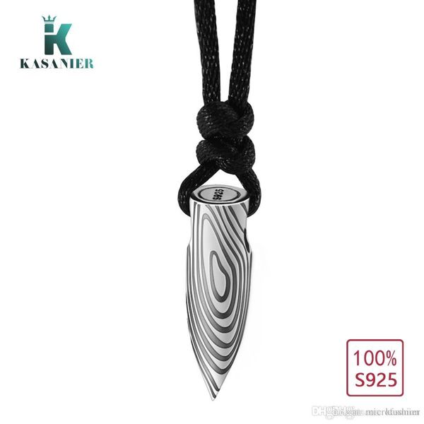 

kasanier punk necklaces s925 leather pendant fashion for men necklace rock necklace chain with rope jewelry silver sterling bullet icmwu