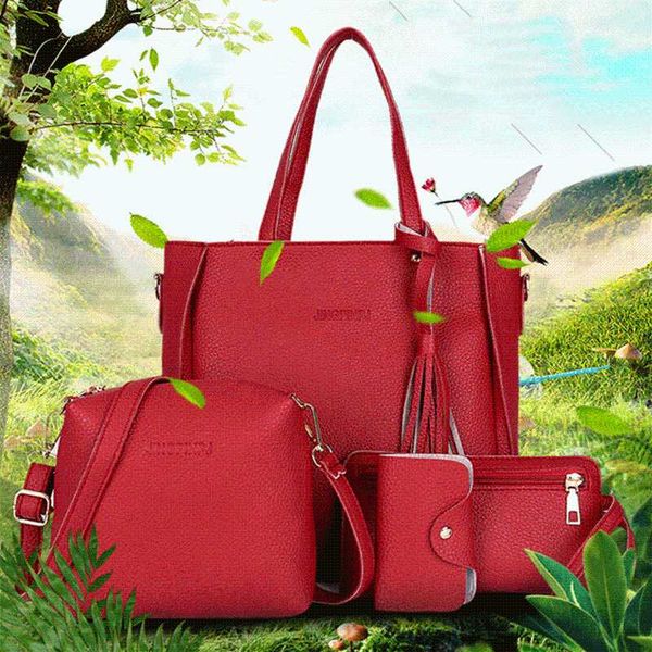 

women handle bags female composite bags women messenger handbag set pu leather wallets key bag set