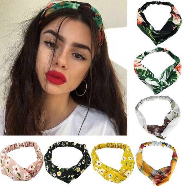 

fleece wash hairbands fashion women girls bohemian hair bands print headbands vintage cross turban bands elastic ties hair accessories