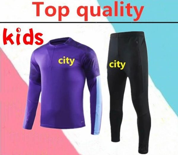 

2020 manchester kun aguero kids training suit 19 20 dzeko kompany toure yaya de bryne fuootball training suit, Black