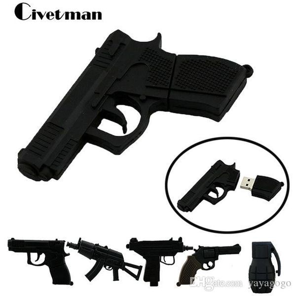 

wholesale pen drive gun usb flash drive 4gb 8gb 16gb 32gb 64gb usb drive handgrenade thumbdrive usb2.0 cartoon ak47 pistol pendrives