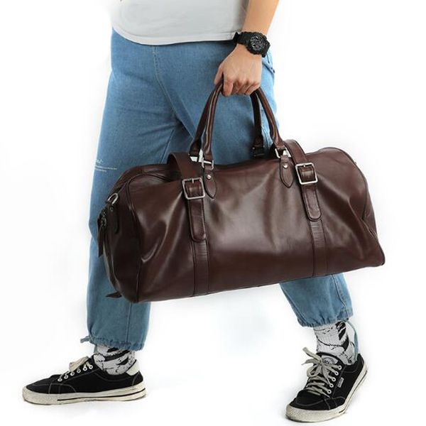 

duffel bags cowhide travel bag with handle man big black genuine leather gym hand luggage for men casual duffle
