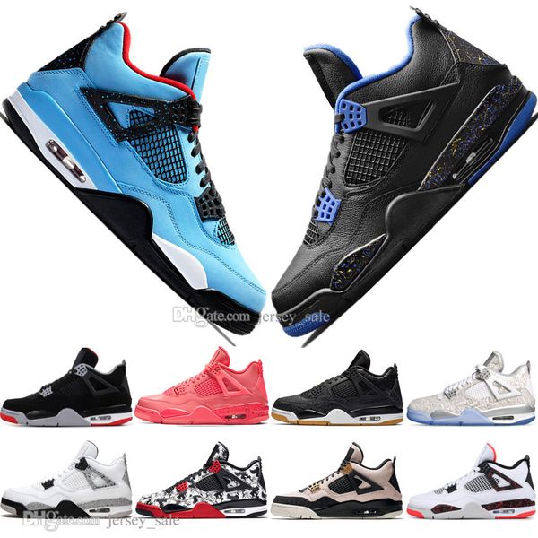 

2019 bred 4 4s what the cactus jack laser wings mens basketball shoes denim blue pale citron men sports designer sneakers 36-47
