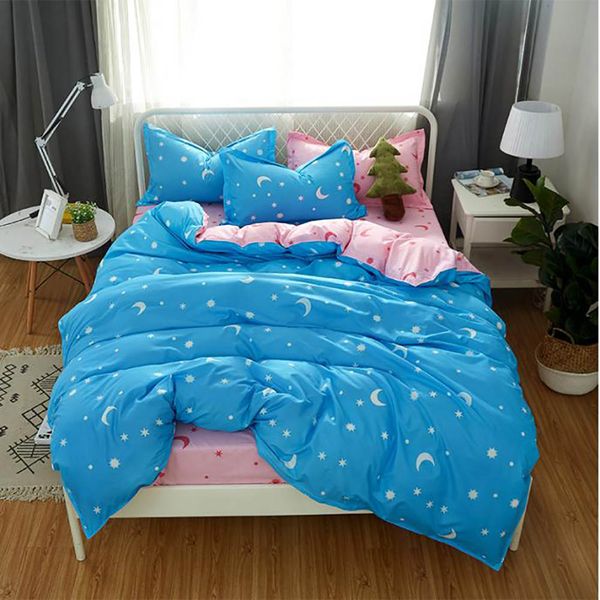 Stars Bedding Set King Size Fantasy Simple Creative Blue Duvet