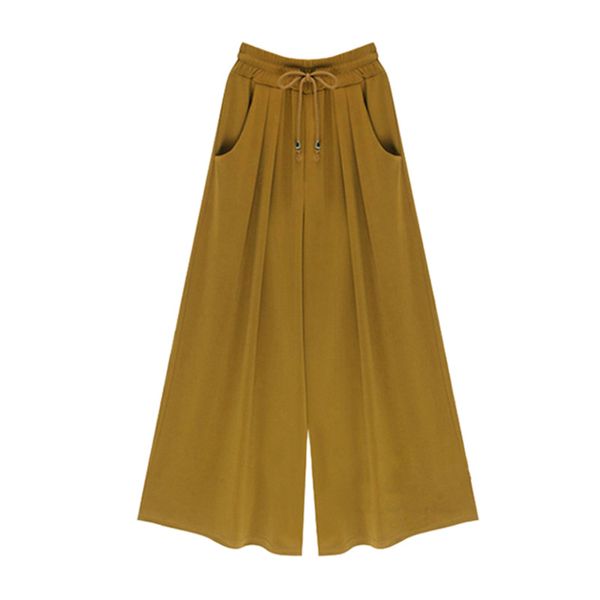 

women's pants & capris spring autumn ladies loose streetwear plus size elegant femme wide leg trousers nine points women casaul lace up, Black;white