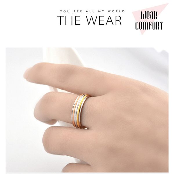 

fashion 5mm thin colorful rings scrub rings for women stainless steel ring jewelry gifts bague femme us size 5-9, Silver