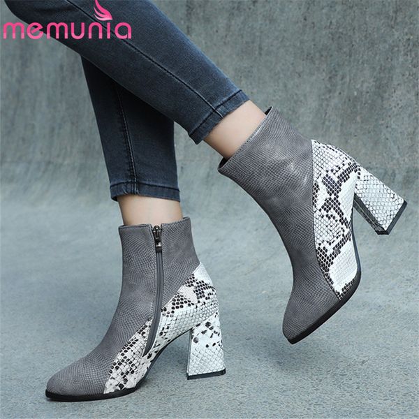 

memunia 2020 dress shoes ladies office shoes pointed toe autumn winter high heels women ankle boots big size 43, Black
