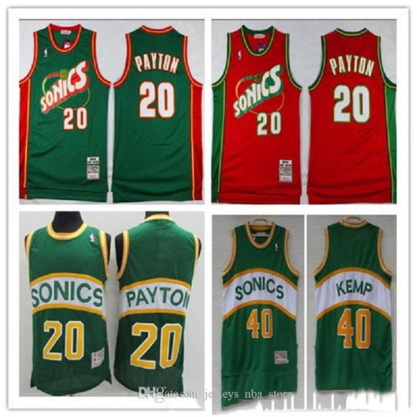 

seattle supersonics basketball retro allen 34 allen jersey 35 kevin durant 40 shawn kemp 20 gary payton nba red golden jerseys b, Blue;black