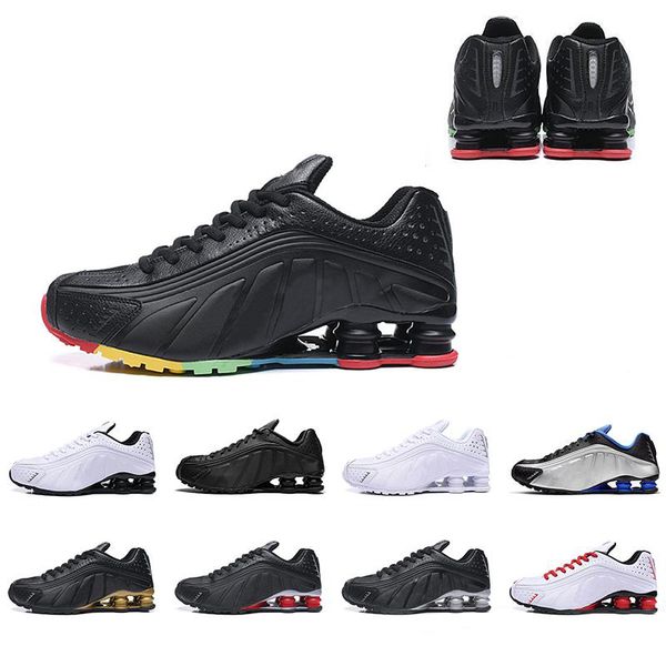

New Shox Shoes R4 Running Sports Shoes Designer Sneakers For Mens Utility Black Metallic NEYMAR OG Trainers Male chaussures Size 7-12