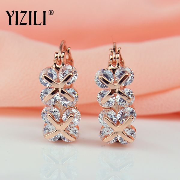

yizili new snowflake natural zircon inlayed by hand dangle earrings 585 rose gold women wedding party fine luxury trendy cutea07, Golden