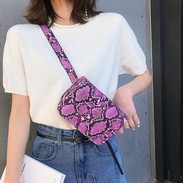 

women's waist bag fanny pack pu belt bag female snake pattern chest messenger shoulder phone bolosa