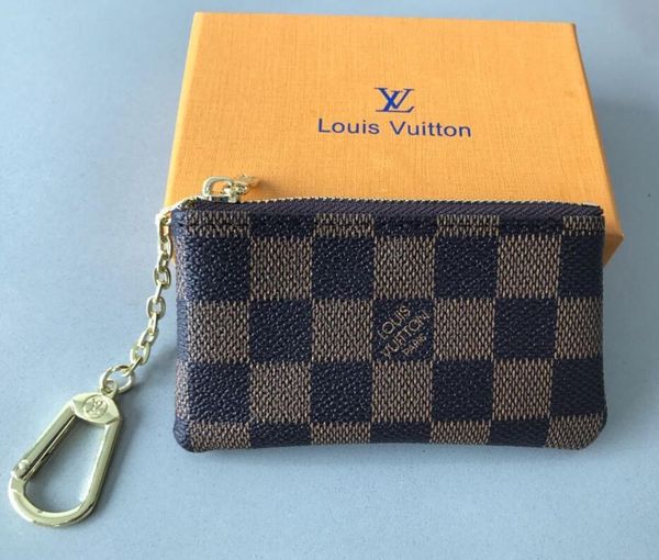 

wholesales letter pu leather women men short wallet without box classic lattice key card holders women coin wallet no with box, Black