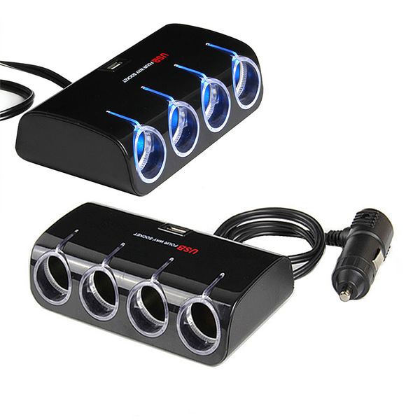 

12v-24v 3.1a 100w car cigarette lighter socket splitter socket usb charger adapter car dvr accessories detection phone mp3