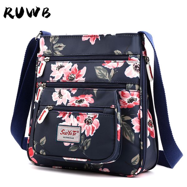 

fashion floral pattern women shoulder bags waterproof nylon handbag female multi pockets messenger bag for women
