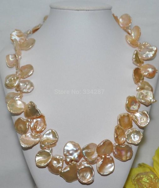 

charm accessory choker shone&gt; natural rainbow pink 17*18mm petal reborn keshi cultured pearl necklace, Silver