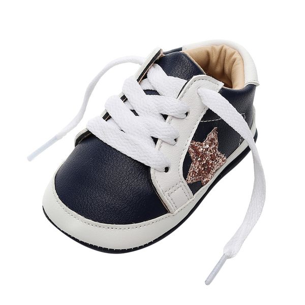 

winter lace-up warm pu leather shoes new star prints buckle soft bottom baby shoe casual gilrs boys cross-tied shoes 11-14