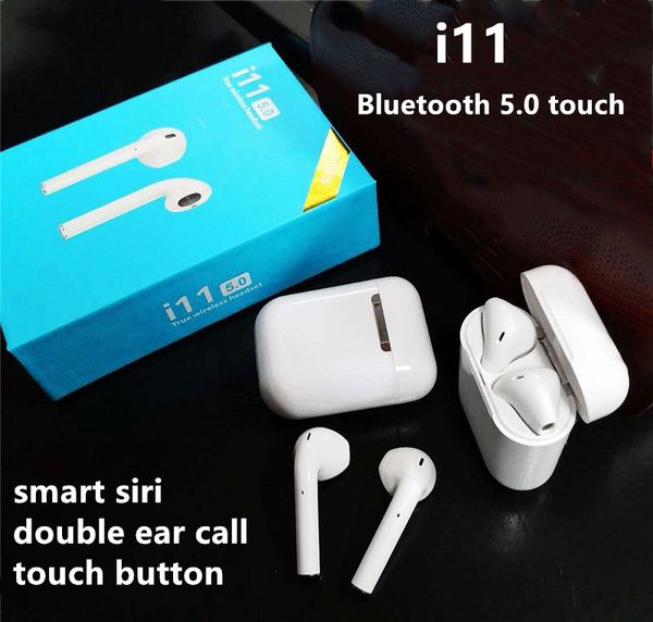 

i11 Tws двойной мини Bluetooth 5.0 сенсорные Наушники Наушники Беспроводные сенсорные кнопки с зарядной коробкой смарт siri двойное ухо вызова для ios Android