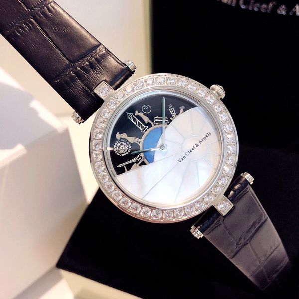 

women watch size 36*10 mm wristwatches wsj032 exquisite gift box #112108 qin3301, Slivery;brown