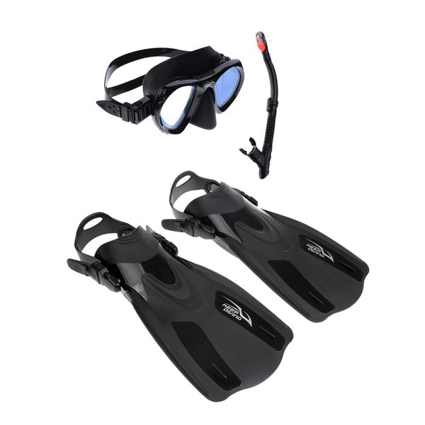 

scuba diving set(1 pair scuba diving fins dive flippers & 1 set snorkeling dive mask with dry snorkel), lightweight and durable