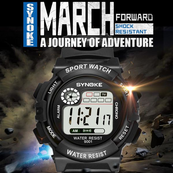 

synoke kids watches boys girls multi-function life waterproof watch digital sports watch pu strap electronic watches gift 40* knsfe, Blue