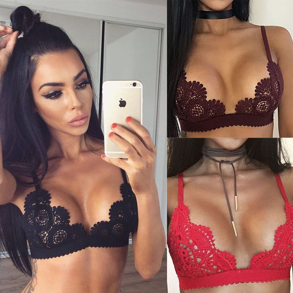 

2020 sexy мода хлопок lace бюстгальтер цветочные бюстгальтеры для cosply женщины боди белье bh push up bra bralette, Red;black