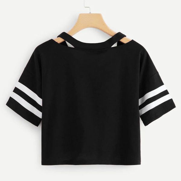 

t shirts for women 2020 ladies short striped shirt summer v-neck short-sleeved, White