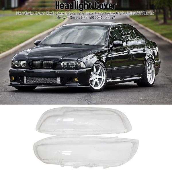 

1 pair headlight lens headlamp shell fog light clear lens lamp cover glass replacement for 5 series e39 518 520 523 52