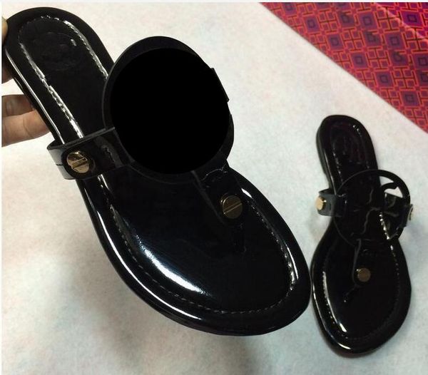 

european clip toe flat female sandals all leather flip-flops beach shoes big yards spot 35 to 42, Black