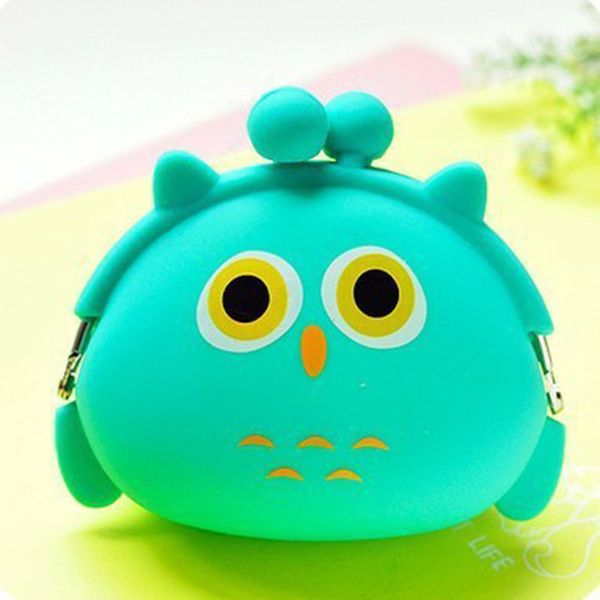 

new fashion lovely kawaii candy color cartoon animal women girls wallet multicolor jelly silicone coin bag purse kid gift, Red;black