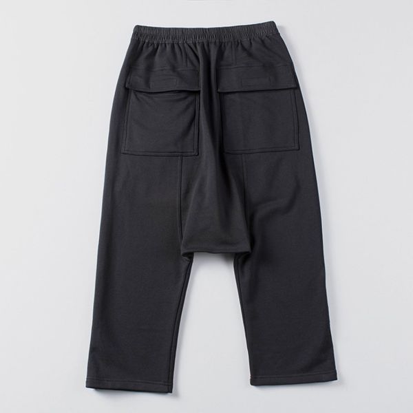 

2020 new comfortable loose fit wide leg harem pants men elastic waist 100% cotton hip hop black fashion casual calf-length pants