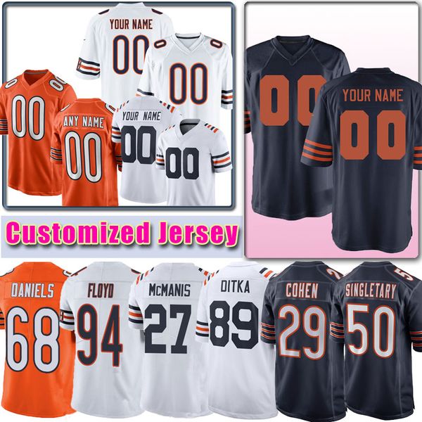 

custom david montgomery kyle long chicago jersey taylor gabriel bear mike singletary gale sayers robbie gould william perry mcmahon piccolo, Blue;black