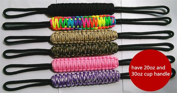 

colorful paracord tightly braided handle for 30oz and 20oz cup handle anti-slip design water bottle carrier ultra light and durable
