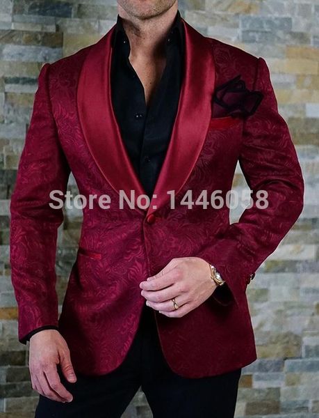 

new arrivals burgundy paisley mens suits groom tuxedos groomsmen wedding party dinner best man suits (coat+pants+bow, White;black