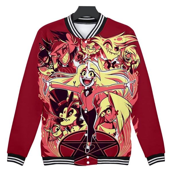 

осень зима отель hazbin 3d baseball куртки женщины мужчины 3d streetwear вскользь куртка harajuku anime отель hazbin tracksuit, Black;brown