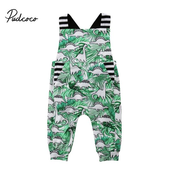 

2018 brand new newborn toddler infant baby romper jumpsuit baby boy dinosaurs patterned romper sleeveless cross overall playsuit, Blue