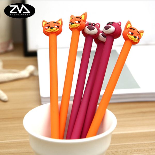 

2pcs/lot cartoon creative kawaii and beargel pen black gel pen creative neutral school office stationery gift