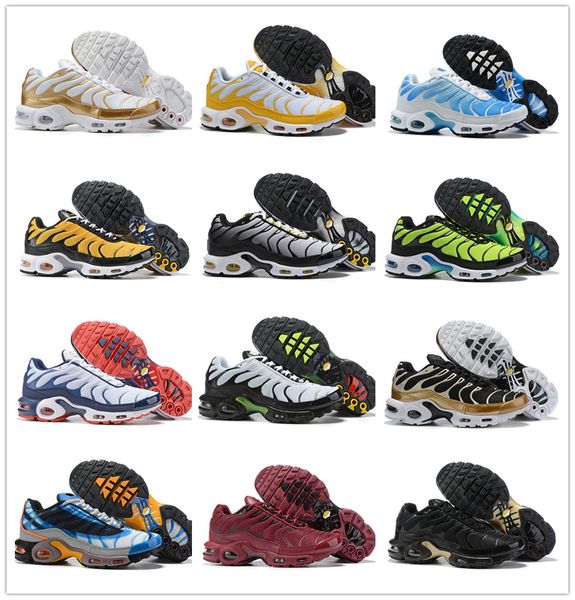 

2019 plus se og metallic pack yellow white men running shoes cushion tn volt accents jogging sports sneakers trainers size 7-12