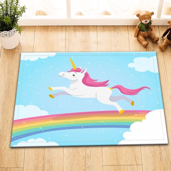 

lb 60*40 rainbow unicorns light blue bath mat anti-slip tape bathroom carpet rug doorway floor absorbent for bathtub home decor