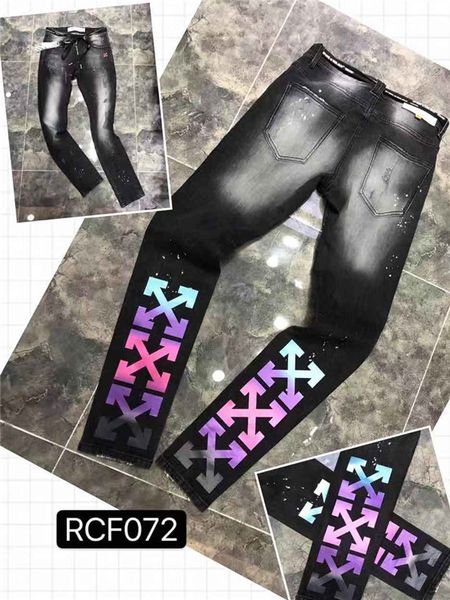 

дизайнерский бренд приталенный fit рваные джинсы для мужчин hi улица хип-хоп мужские бегунов брюки джинсовые брюки отверстия колена мыть уни, Gray