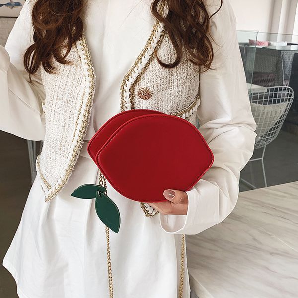 

women's shoulder bag chain-handle stereo bag red oval pu handbag