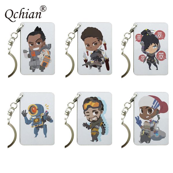 

popular games apex legends cartoon color print picture decoration keychain car key backpack pendant custom picture keyring, Silver