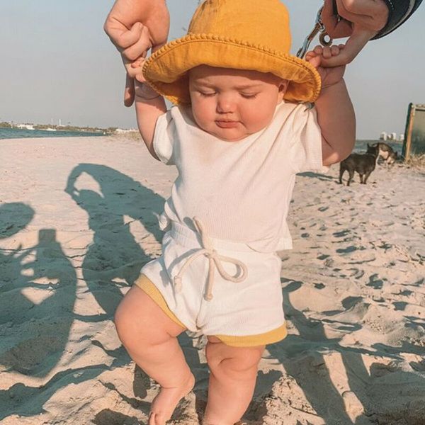

pudcoco infant baby girl boy cotton clothes short sleeve o neck solid t-shirt+short pants summer casual outfits new arrival, Pink;blue