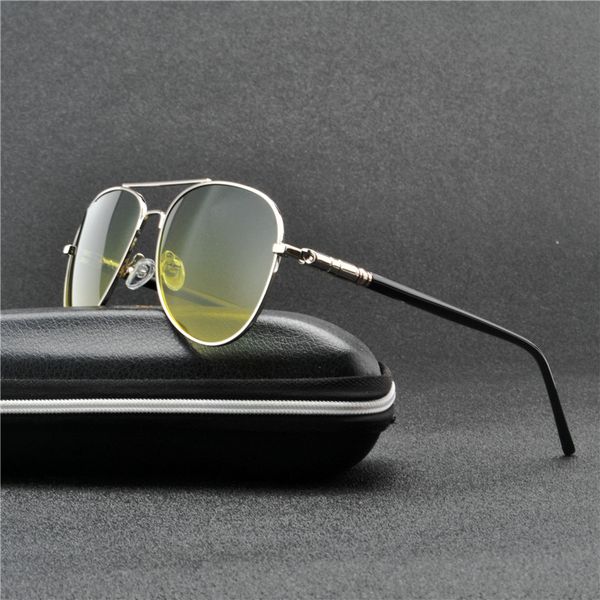 

2019 aluminum magnesium men day night dual-use polarized rectangle sunglasses car driving uv sun glasses fashion eyewear fml, White;black