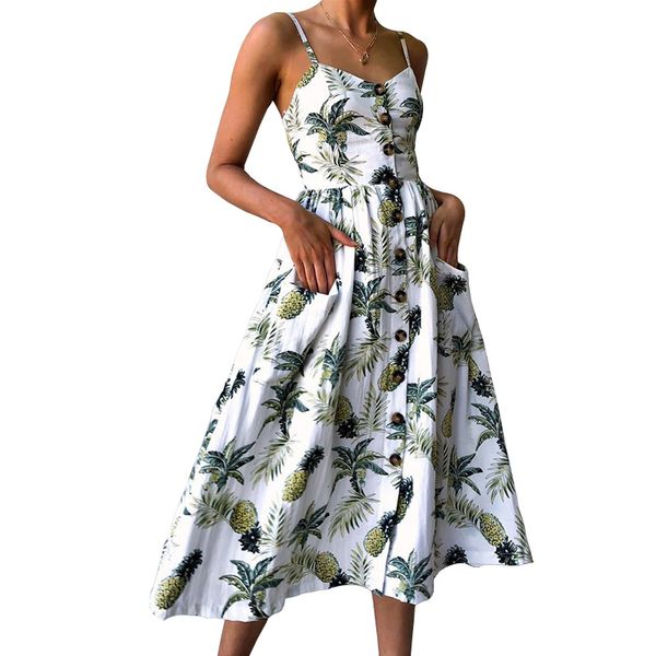 

летнее платье женщина одежда лето 2019 ремешок для печати dot long boho bohemian пляж платье сексуального вскользь сыпучее элегантный vintag, Black;gray